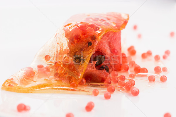 Méz csomagolás görögdinnye eper kaviár molekuláris Stock fotó © joannawnuk