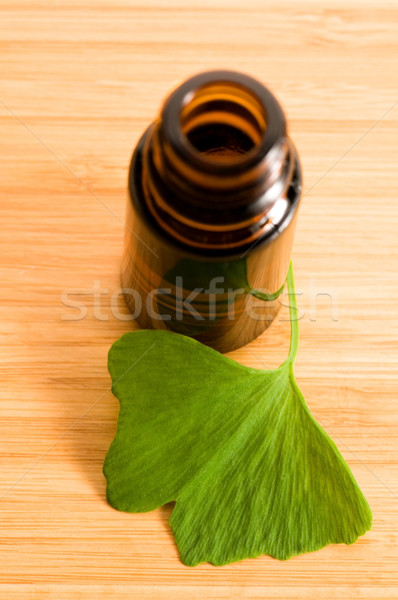 ginko biloba essential oil with fresh leaves - beauty treatment Stock photo © joannawnuk