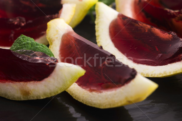 Stock photo: Jelly (jello) shots made out of carved lemon