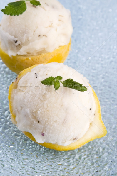 lemon sorbet with lavender in cups of lemon Stock photo © joannawnuk