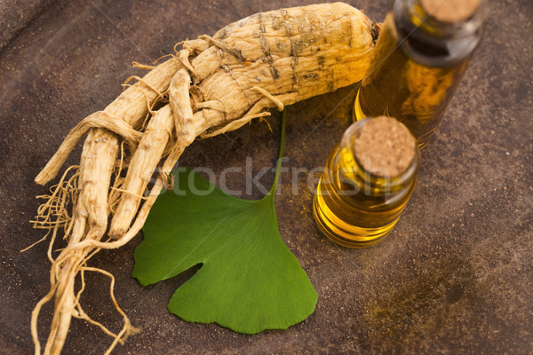 Extract of ginseng root and ginkgo biloba leaves Stock photo © joannawnuk