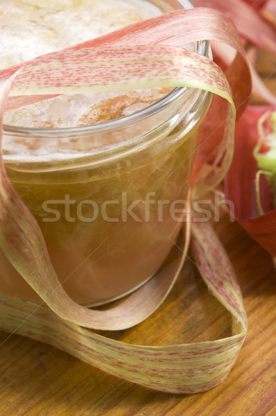 大黃 果醬 玻璃 罐 顏色 新鮮 商業照片 © joannawnuk