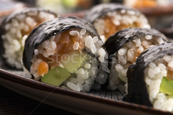 Sushis saumon servi plaque dîner [[stock_photo]] © joannawnuk