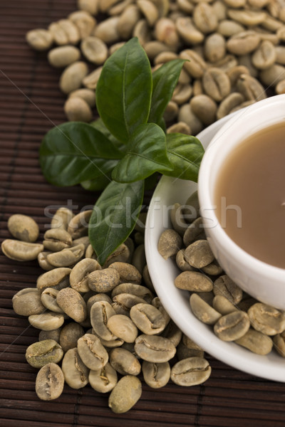 зеленый кофе пить бобов древесины лист Сток-фото © joannawnuk