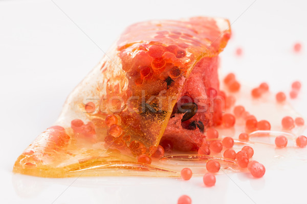 honey wrap with watermelon and strawberry caviar - molecular gas Stock photo © joannawnuk