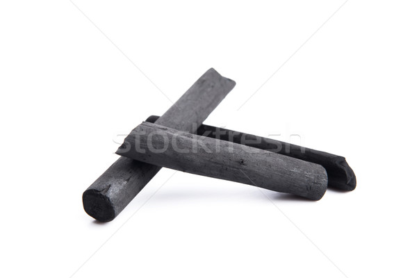 Schwarz Holzkohle isoliert weiß Bleistift Stock foto © joannawnuk