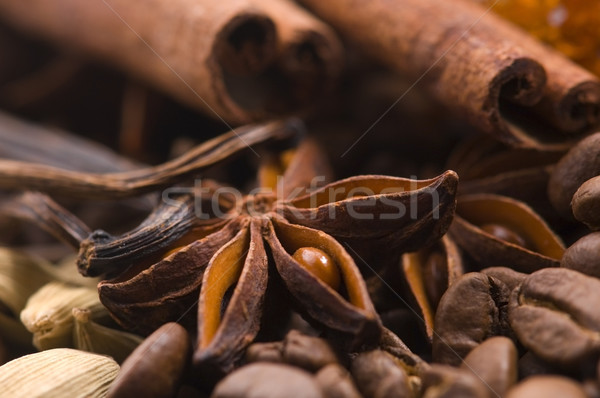 aroma coffe. ingredients. coffe beens, anise, vanilla, cardamon, Stock photo © joannawnuk