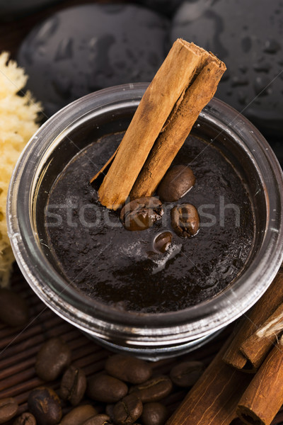 Homemade face and body organic all natural coffee scrub (peeling Stock photo © joannawnuk