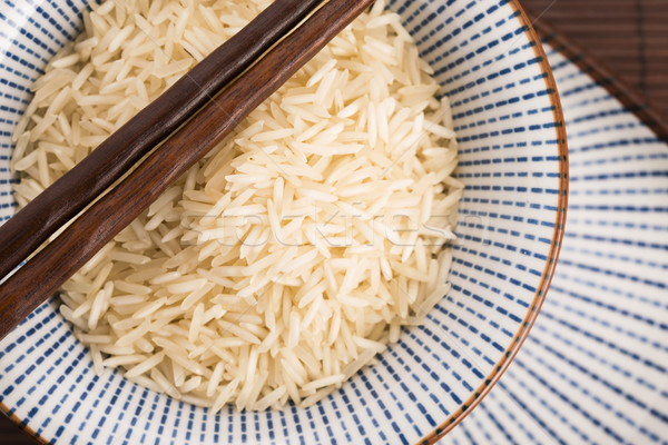 Basmati ryżu puchar drewna grupy zdrowych Zdjęcia stock © joannawnuk