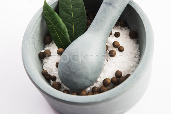 Stock photo: mortar pestle and salt