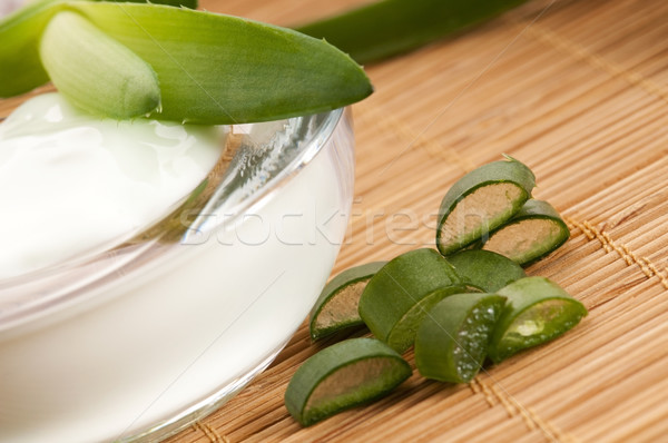 Aloe foglie crema per il viso crema isolato bianco Foto d'archivio © joannawnuk