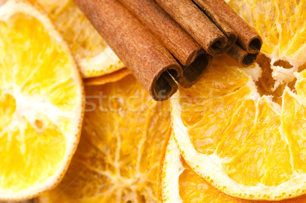 Dried orange and cinnamon sticks - christmas decoration Stock photo © joannawnuk