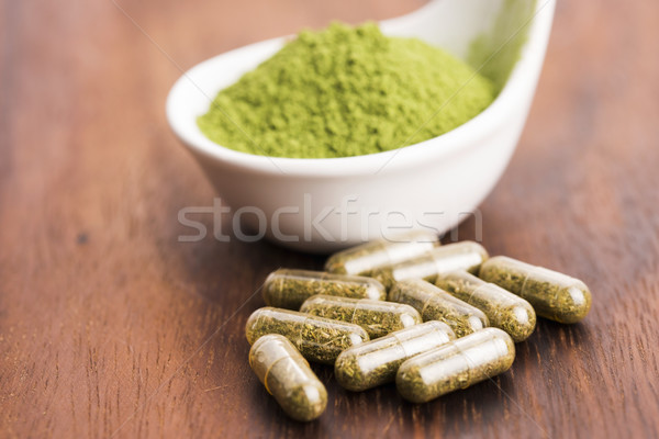 Stock photo: Young barley grass. Detox superfood.