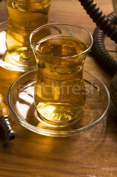 Foto stock: Taza · turco · té · narguile · servido · tradicional