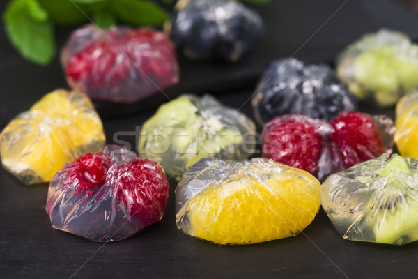 Jello dessert with fruits Stock photo © joannawnuk