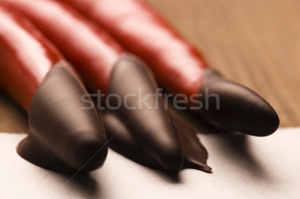 Stockfoto: Rood · hot · chili · peper · pure · chocola · chocolade