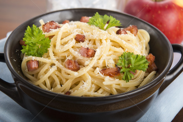 Pasta Carbonara with bacon and cheese Stock photo © joannawnuk