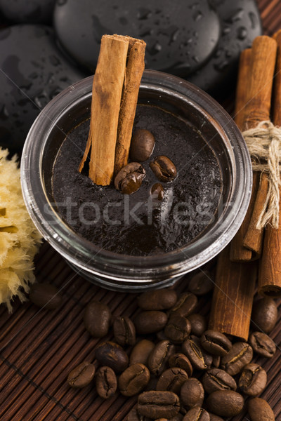 Homemade face and body organic all natural coffee scrub (peeling Stock photo © joannawnuk