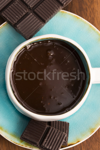 Chocolate quente madeira fruto chocolate preto copo Foto stock © joannawnuk