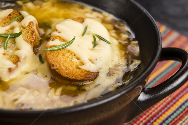 Stock photo: French onion soup with ingredients