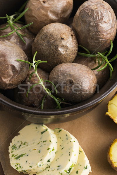 Stockfoto: Gebakken · kruiden · boter · voedsel · hout