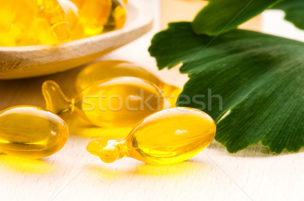 ginko biloba essential oil with fresh leaves - beauty treatment  Stock photo © joannawnuk