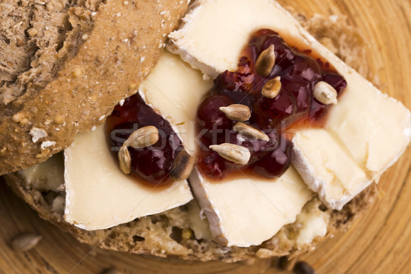 Stock photo: bread served with camembert and cranberry