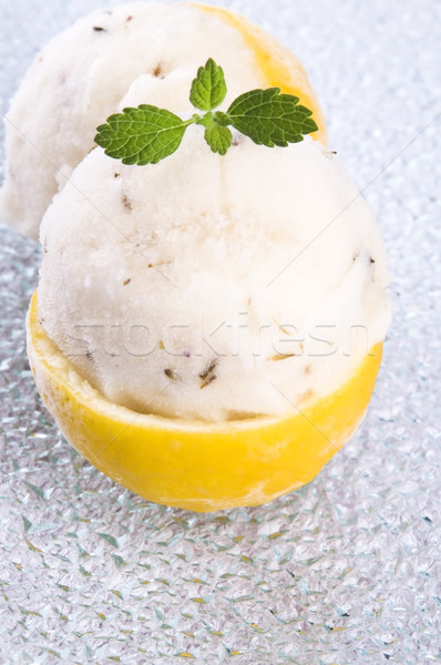 Limone sorbetto lavanda coppe foglia freddo Foto d'archivio © joannawnuk
