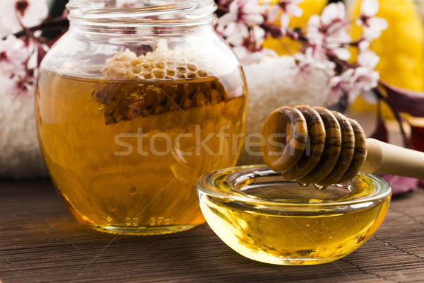 新鮮 蜂蜜 蜂窩 性質 橙 黃金 商業照片 © joannawnuk