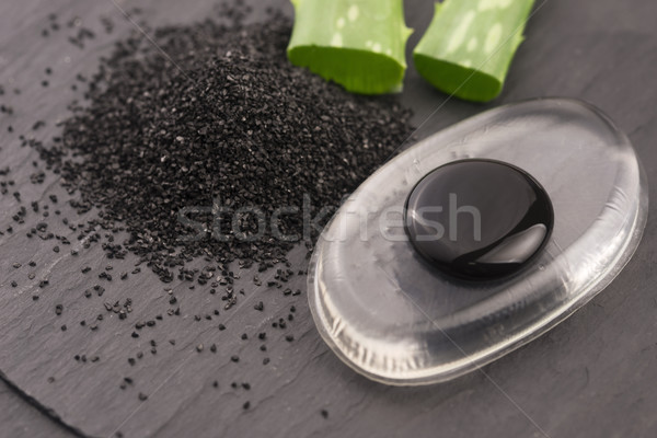 black charcoal mask with aloe vera Stock photo © joannawnuk