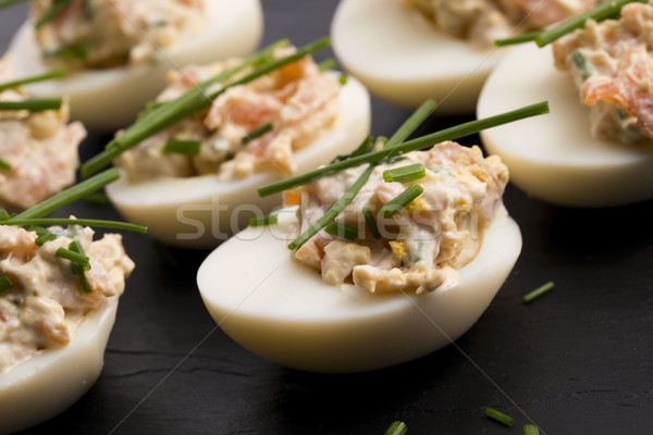 stuffed eggs with salmon  Stock photo © joannawnuk