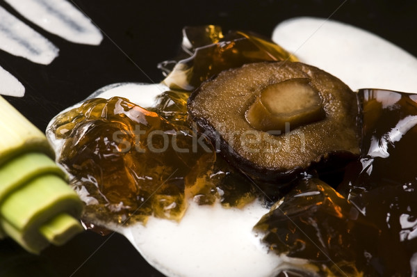 Moleculair gastronomie champignon soep textuur najaar Stockfoto © joannawnuk