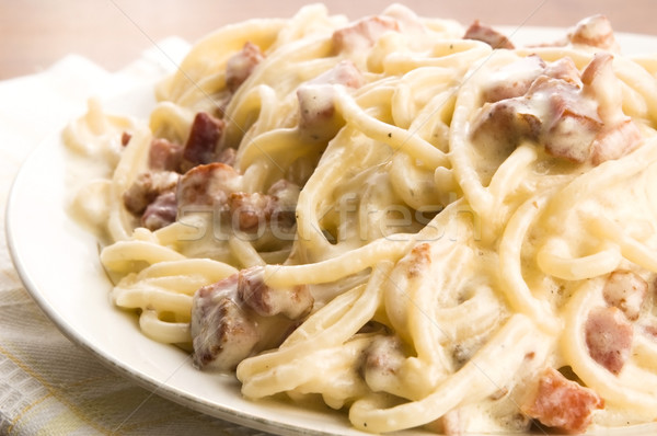 Pasta Carbonara with bacon and cheese Stock photo © joannawnuk