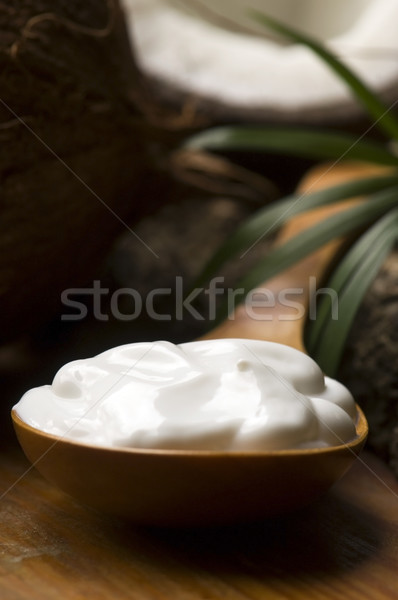 Zdjęcia stock: Kokosowe · oleju · kwiat · masażu · bambusa · równowagi