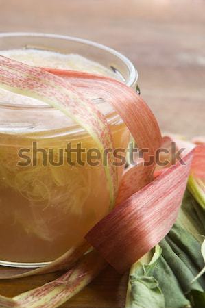 Rabarbaro jam vetro jar colore fresche Foto d'archivio © joannawnuk