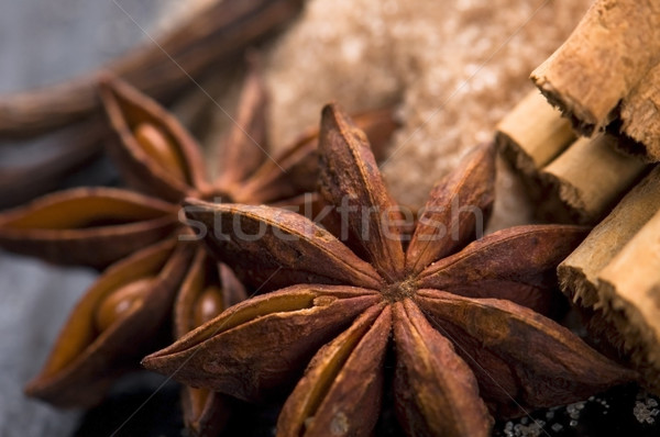 Aromático especias azúcar moreno fondo estrellas energía Foto stock © joannawnuk
