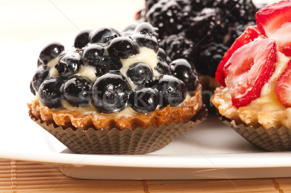 Stockfoto: Frans · cake · vers · vruchten · restaurant · Rood