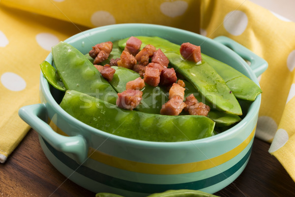 fresh green peas with bacon Stock photo © joannawnuk