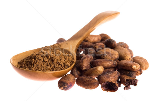 Cacao beans isolated on white background Stock photo © joannawnuk
