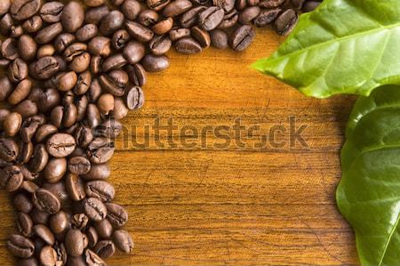 coffee grains and leaves Stock photo © joannawnuk