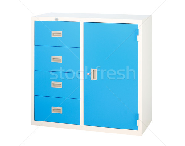Cabinet in blue color with drawers and shelf isolates Stock photo © JohnKasawa