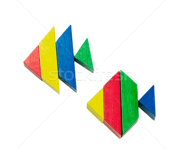 Toy fishes creates from colorful wooden toy blocks  Stock photo © JohnKasawa