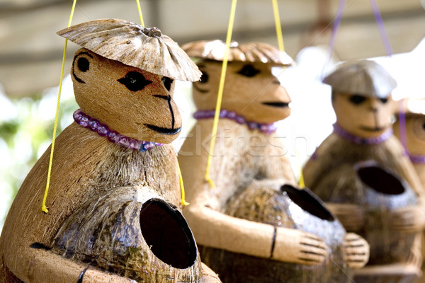cute wooden monkeys doll made of coconut shell a nice souvenir  Stock photo © JohnKasawa
