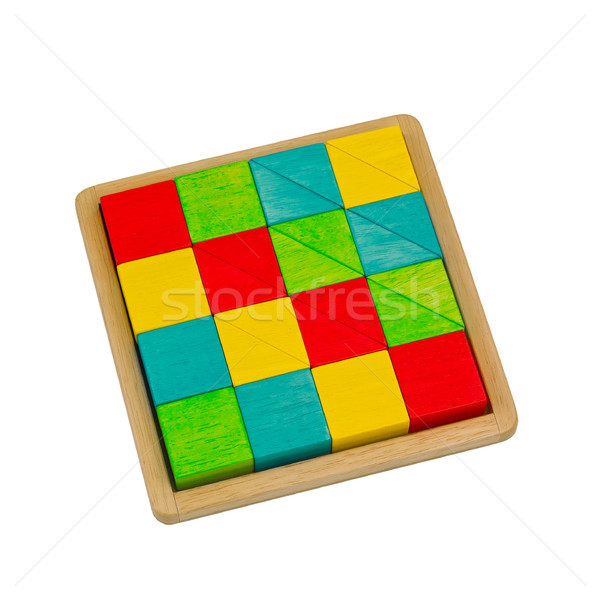 Colorful wooden toy blocks arranges in the tray and ready for ki Stock photo © JohnKasawa