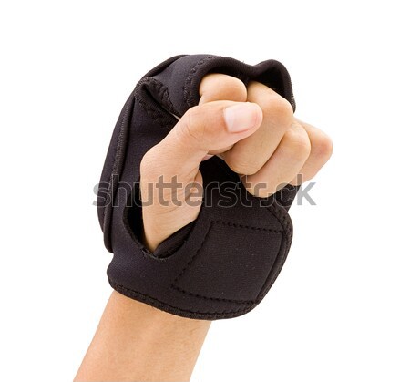 black fabric half glove fitted in the left hand ready for cyclin Stock photo © JohnKasawa