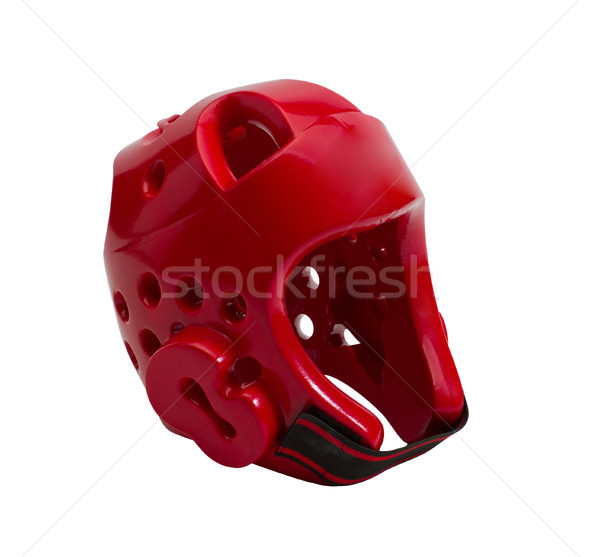 Stock photo: Red taekwond head guard isolated