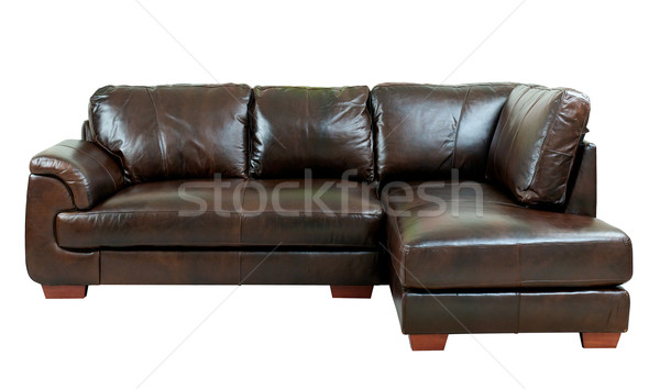 Brązowy klasyczny luksusowe skóry sofa prawdziwy Zdjęcia stock © JohnKasawa