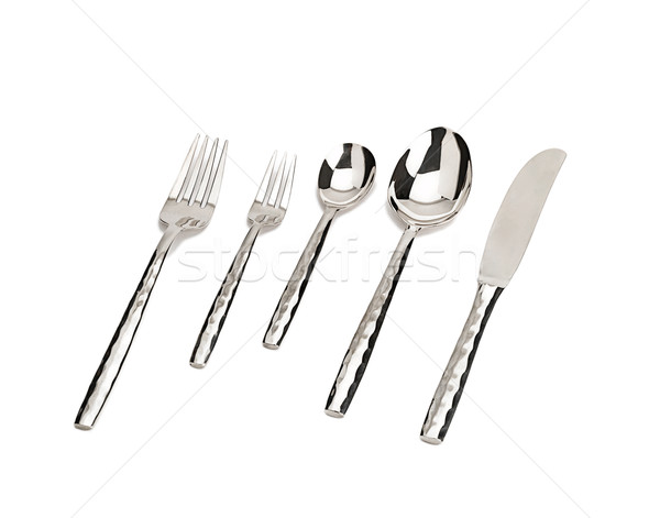 Stainless knife forks and spoon isolated on white  Stock photo © JohnKasawa
