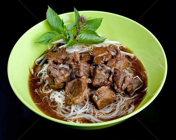 Stock photo: Noodle and casseroled beef with concentrated gravy the Thai nood