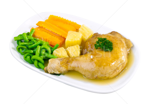 Stock photo: Chicken drumstick steak asian food style isolated on dish  